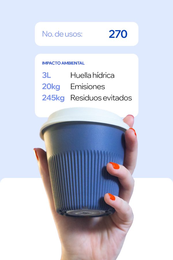 Mujer sosteniendo empaque reusable